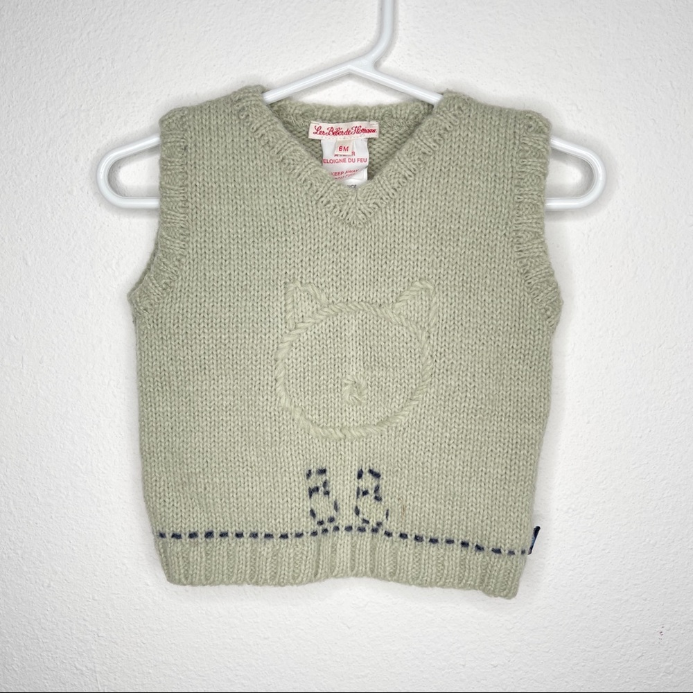 European Les Bebe de Floriane sweater vest car BB high end clothing brand Sz 6mo